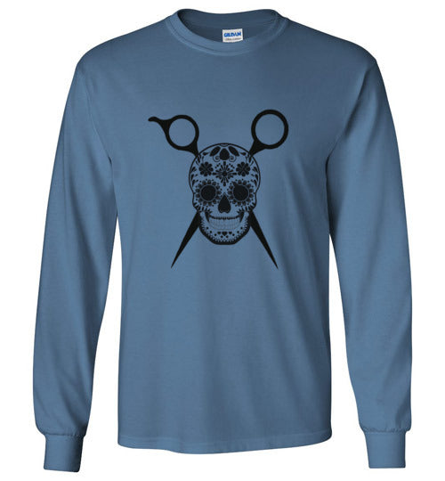 Sugar Skull and Scissors Long Sleeve
