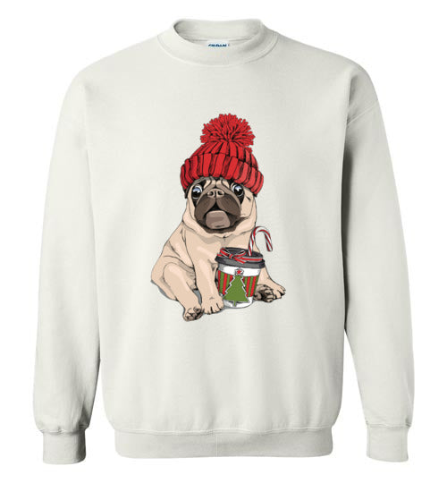 Holiday Pug with Coffee Pullover